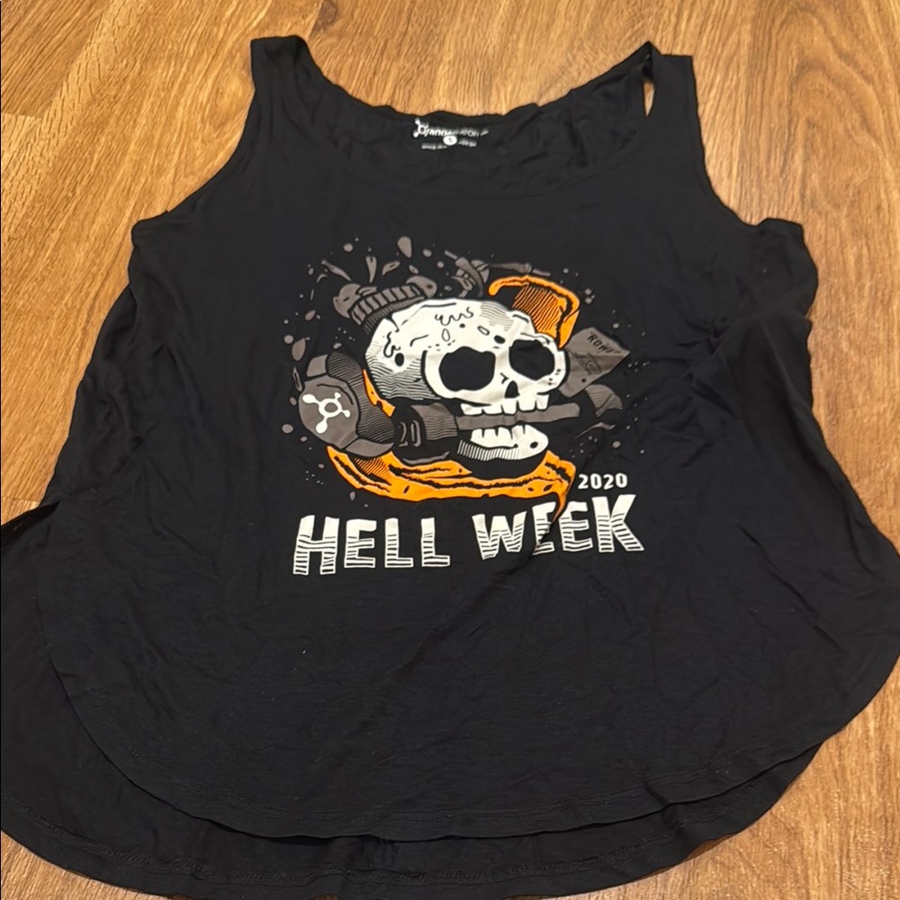 Black Graphic Tank Top hell week orange theory shirt limited exercise szS women